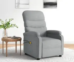 vidaXL Fotoliu de masaj electric rabatabil, gri deschis, textil
