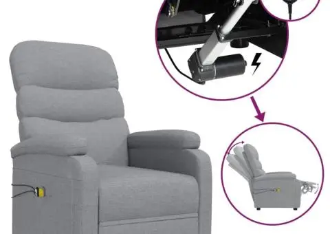 Fotoliu de masaj electric rabatabil, gri deschis, textil - 2/5