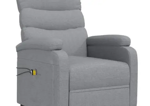 Fotoliu de masaj electric rabatabil, gri deschis, textil - 3/5