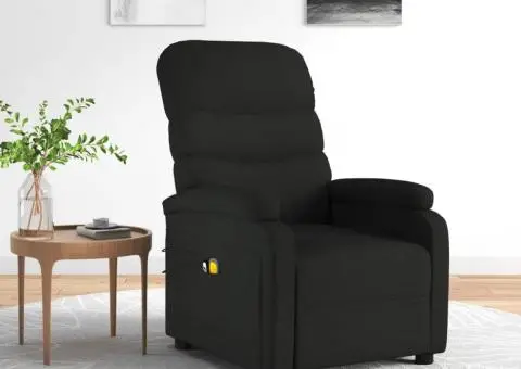 Fotoliu de masaj electric rabatabil, negru, textil - 1/5