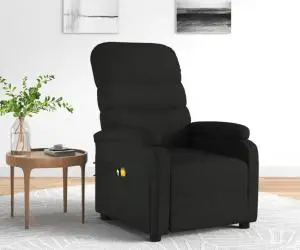 vidaXL Fotoliu de masaj electric rabatabil, negru, textil