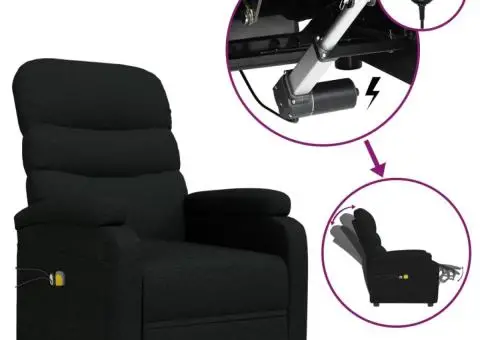 Fotoliu de masaj electric rabatabil, negru, textil - 2/5