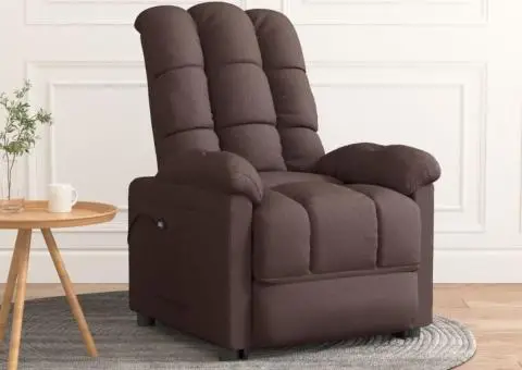 Fotoliu rabatabil electric, maro închis, material textil - 1/5