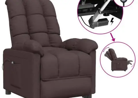 Fotoliu rabatabil electric, maro închis, material textil - 2/5