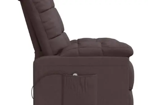 Fotoliu rabatabil electric, maro închis, material textil - 5/5