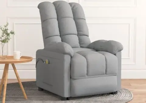 Fotoliu de masaj electric rabatabil, gri deschis, textil - 1/5