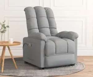 vidaXL Fotoliu de masaj electric rabatabil, gri deschis, textil