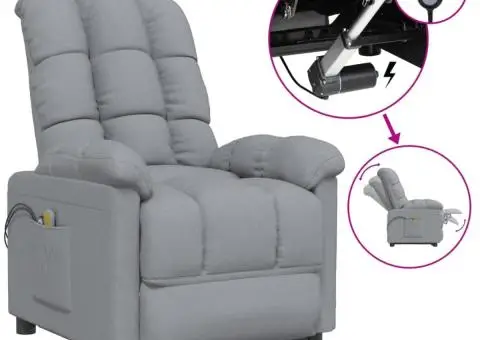 Fotoliu de masaj electric rabatabil, gri deschis, textil - 2/5