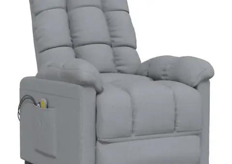 Fotoliu de masaj electric rabatabil, gri deschis, textil - 3/5