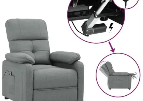 Fotoliu rabatabil electric, gri închis, material textil - 2/5