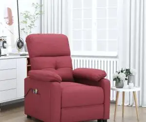 vidaXL Fotoliu de masaj electric rabatabil, roșu vin, textil