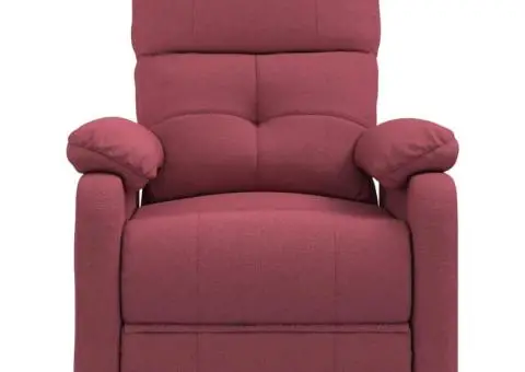 Fotoliu de masaj electric rabatabil, roșu vin, textil - 4/5