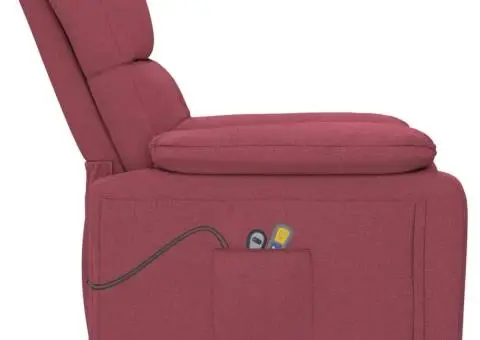 Fotoliu de masaj electric rabatabil, roșu vin, textil - 5/5