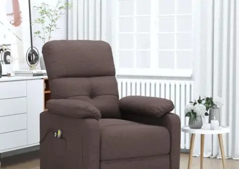 Fotoliu de masaj electric, maro închis, material textil - 1/5