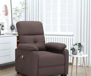 vidaXL Fotoliu de masaj electric, maro închis, material textil