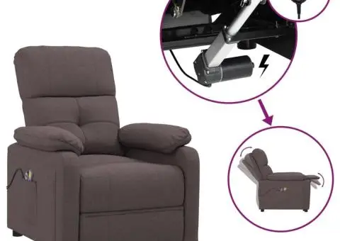 Fotoliu de masaj electric, maro închis, material textil - 2/5