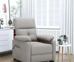 vidaXL Fotoliu de masaj electric rabatabil, gri taupe, textil