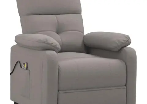 Fotoliu de masaj electric rabatabil, gri taupe, textil - 3/5