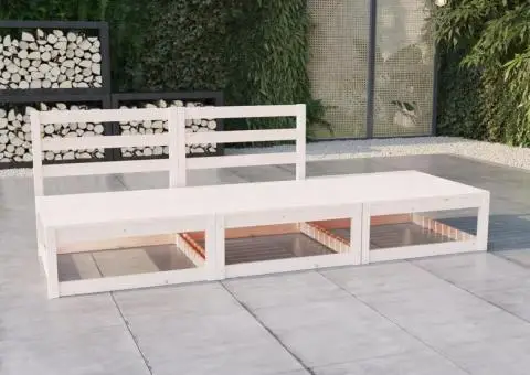 Set mobilier de grădină, 3 piese, alb, lemn masiv de pin - 1/5