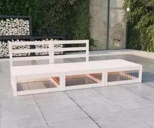 vidaXL Set mobilier de grădină, 3 piese, alb, lemn masiv de pin