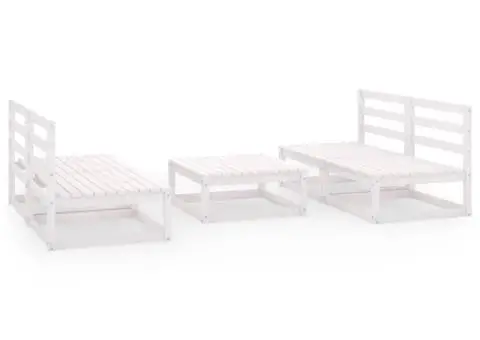 Set mobilier de grădină, 5 piese, alb, lemn masiv de pin - 2/5