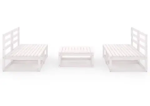 Set mobilier de grădină, 5 piese, alb, lemn masiv de pin - 3/5