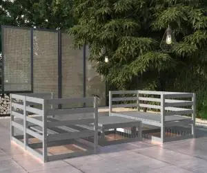 vidaXL Set mobilier de grădină, 5 piese, gri, lemn masiv de pin