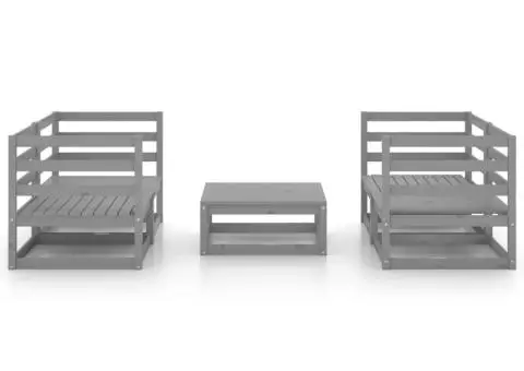 Set mobilier de grădină, 5 piese, gri, lemn masiv de pin - 3/5