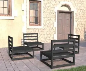 vidaXL Set mobilier de grădină, 4 piese, negru, lemn masiv de pin