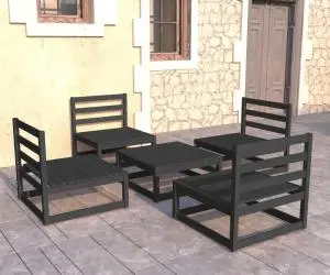 vidaXL Set mobilier de grădină, 5 piese, negru, lemn masiv de pin