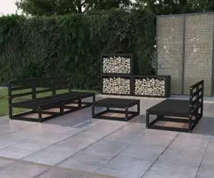 vidaXL Set mobilier de grădină, 6 piese, negru, lemn masiv de pin