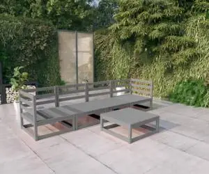 vidaXL Set mobilier de grădină, 5 piese, gri, lemn masiv de pin