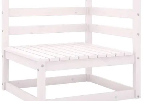 Set mobilier de grădină, 5 piese, alb, lemn masiv de pin - 4/5