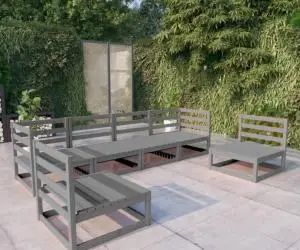 vidaXL Set mobilier de grădină, 6 piese, gri, lemn masiv de pin