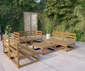 vidaXL Set mobilier de grădină, 7 piese, maro miere, lemn masiv de pin