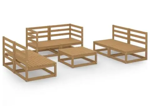 Set mobilier de grădină, 7 piese, maro miere, lemn masiv de pin - 2/5