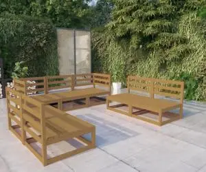 vidaXL Set mobilier de grădină, 7 piese, maro miere, lemn masiv de pin