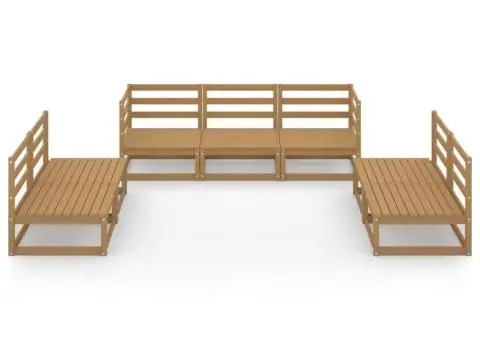 Set mobilier de grădină, 7 piese, maro miere, lemn masiv de pin - 3/5