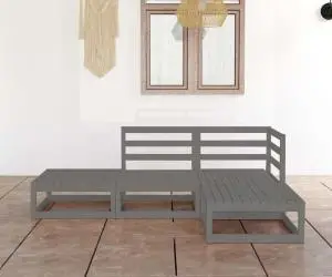 vidaXL Set mobilier de grădină, 4 piese, gri, lemn masiv de pin