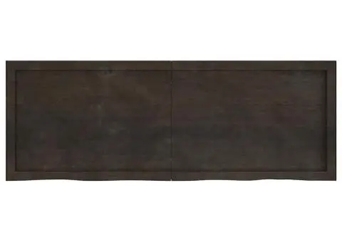 Blat de baie, maro închis, 140x50x(2-4) cm, lemn masiv tratat - 3/5