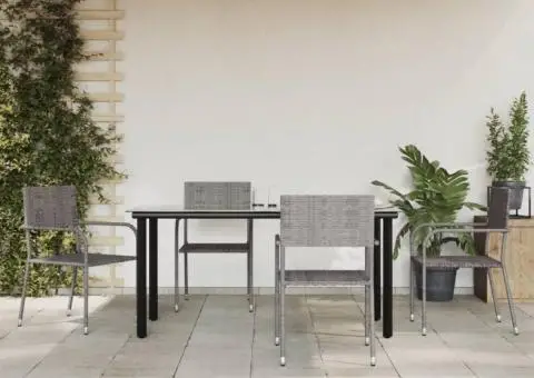 Set mobilier de grădină, 5 piese, gri, poliratan - 1/5