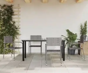 vidaXL Set mobilier de grădină, 5 piese, gri, poliratan
