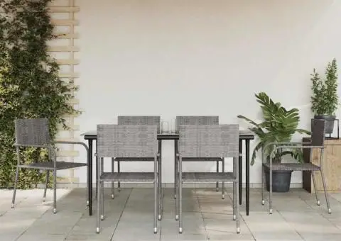 Set mobilier de grădină, 7 piese, gri, poliratan - 1/5