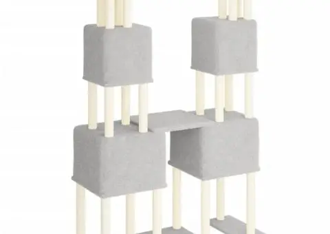 Ansamblu pisici, stâlpi din funie sisal, gri deschis, 199 cm - 5/5