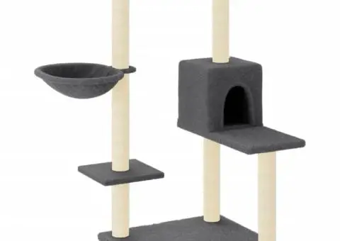 Ansamblu de pisici, stâlpi din funie sisal, gri închis, 95 cm - 2/5