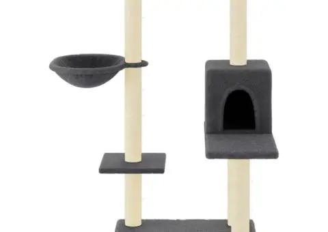 Ansamblu de pisici, stâlpi din funie sisal, gri închis, 95 cm - 3/5