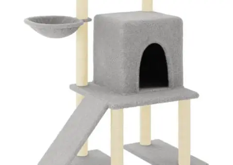 Ansamblu pisici, stâlpi din funie sisal, gri deschis, 96,5 cm - 2/5