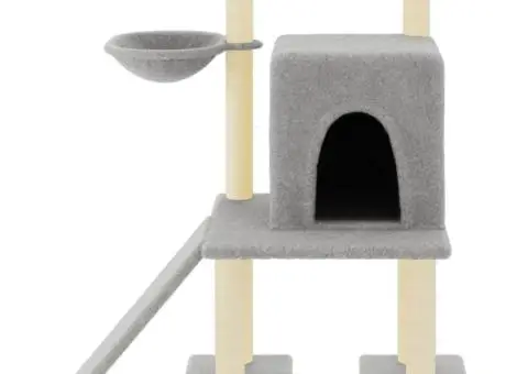Ansamblu pisici, stâlpi din funie sisal, gri deschis, 96,5 cm - 3/5