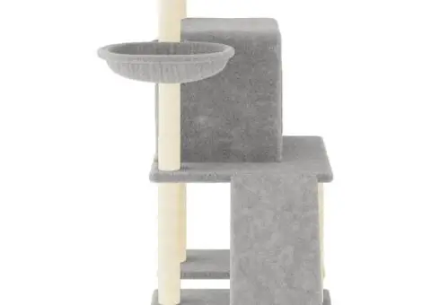 Ansamblu pisici, stâlpi din funie sisal, gri deschis, 96,5 cm - 4/5