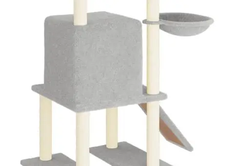 Ansamblu pisici, stâlpi din funie sisal, gri deschis, 96,5 cm - 5/5
